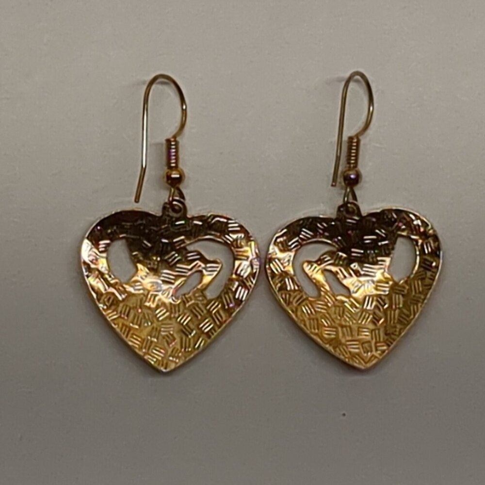 Cloissone Heart and Bird Earrings - Picture 5 of 6